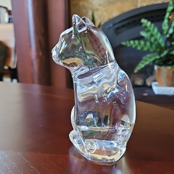 Signed Orrefors Kosta Boda Clear Crystal Cat Sculpture - Picture 2 of 8